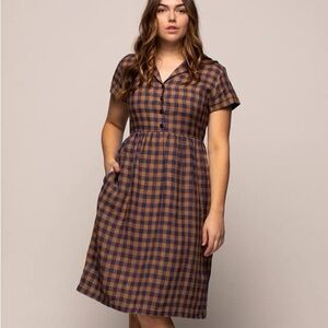 Pyne & Smith No. 30 linen dress in guernsey check